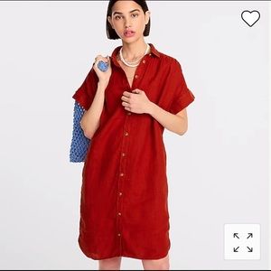 NWT XXS J. Crew relaxed linen shirt dress in radio red